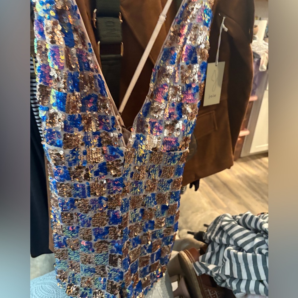 Forever 21 Beige and Multicolor Sequin Romper